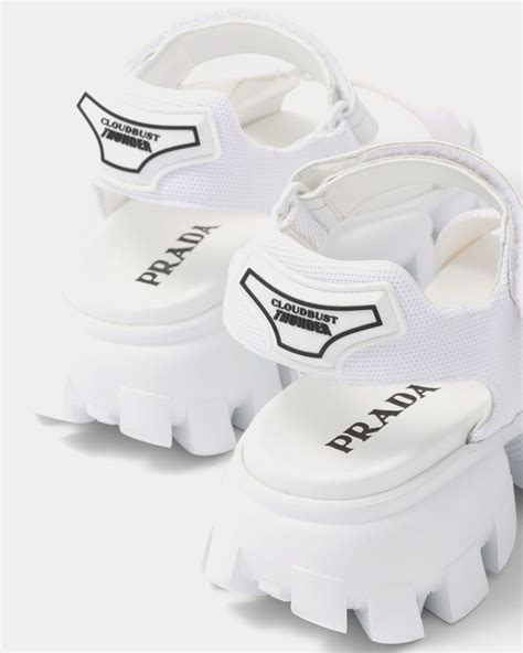 White Sporty Woven Nylon Tape Sandals 